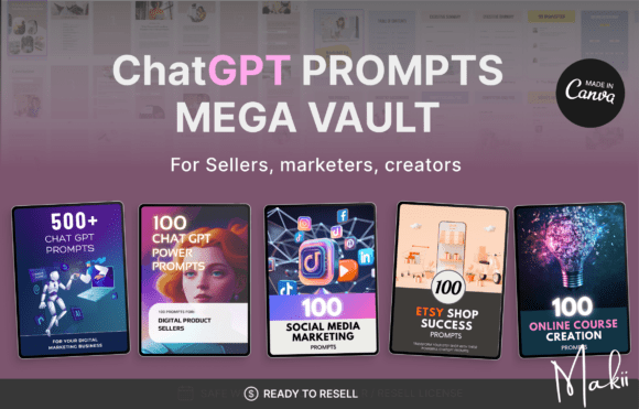 Download ChatGPT Prompts Mega Bundle, Canva - Mega bundle Collection