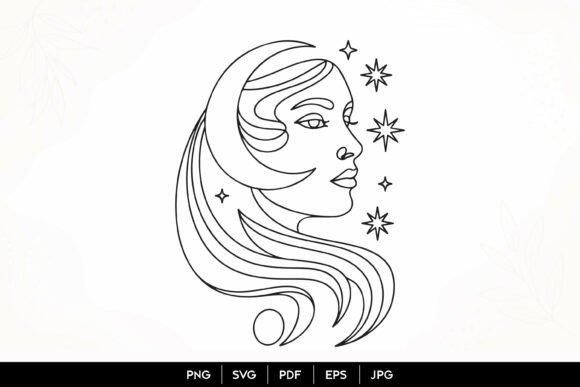 Download Moon Goddess Woman Line Art SVG - Premium Resources
