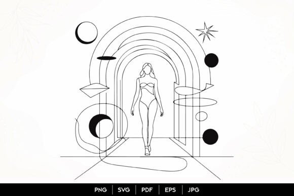 Download Celestial Woman Line Art SVG - Premium Resources