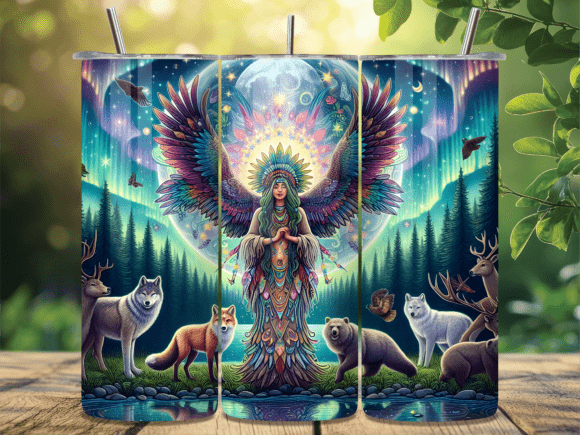 Download Spiritual Woman &amp; Wolf Tumbler Wrap - Spiritual woman Collection